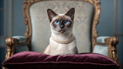 Elegant Siamese Cat With Piercing Blue Eyes Posit Gigapixel Standard V2 4x