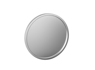 Clean, blank silver coin or medal, isolated on black for custom designs.