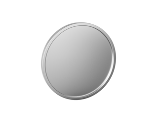 Clean, blank silver coin or medal, isolated on black for custom designs.