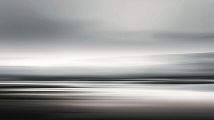 Abstract tranquil seascape with soft gradients and muted colors of gray and white, depicting a calm body of water and blending sky