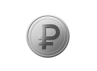 Gleaming silver Russian Ruble coin, a symbol of finance and wealth.