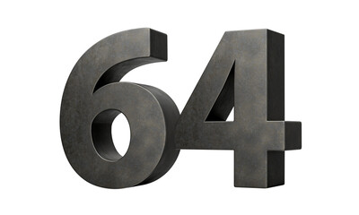 Number Sixty four 64 Digit Made Of Gray Smooth Cast Iron 3d Illustration