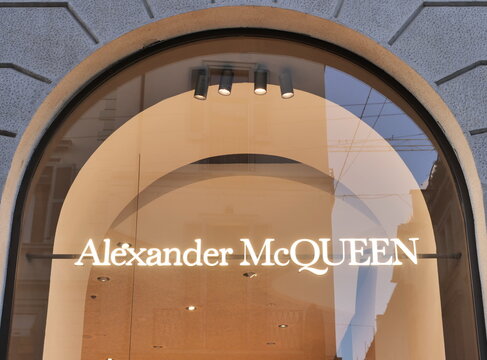 Alexander Mcqueen shop in Montenapoleone street, fashion district of Milan, Lombardy, Italy
