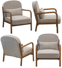 Fototapeta premium Upholstered armchair isolated, modern living room furniture