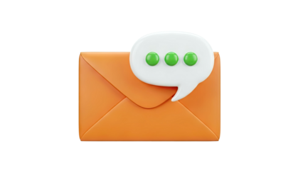 3D Orange Envelope with Chat Bubble Icon