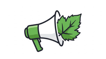 Eco friendly megaphone with green leaf for sustainable activism