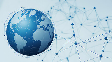 Earth Globe with Dense Digital Connection Network and Floating Data Points Representing Global Internet Connectivity