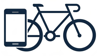 Bike Sharing & Digital Access Bike icon with smartphone, symbolizing cycling and technology integration.