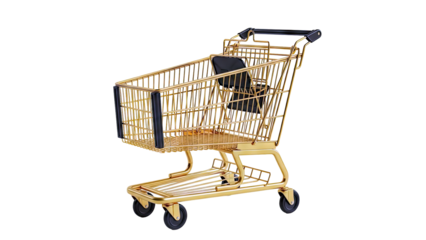 Golden Shopping Cart with Black Accents