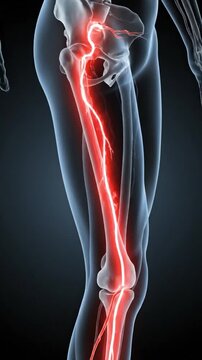 Human leg with highlighted sciatic nerve pain