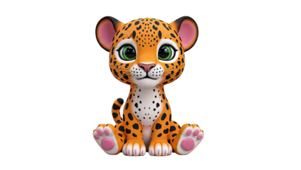Cute Cartoon Leopard Cub Sitting