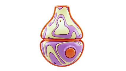 Abstract Wavy Organic Shape with Pastel Colors and Orange Trim