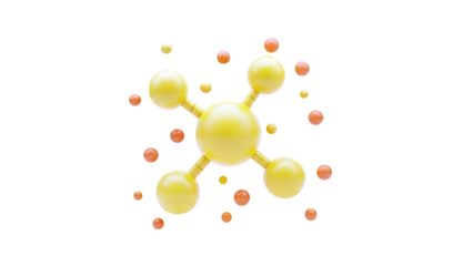 3D Abstract Molecular Structure with Orange and Yellow Spheres