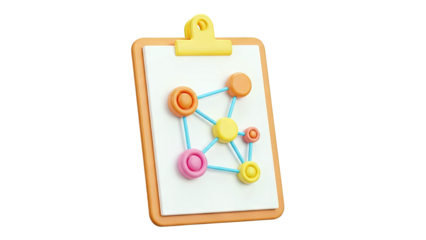 Clipboard with Colorful Network Diagram