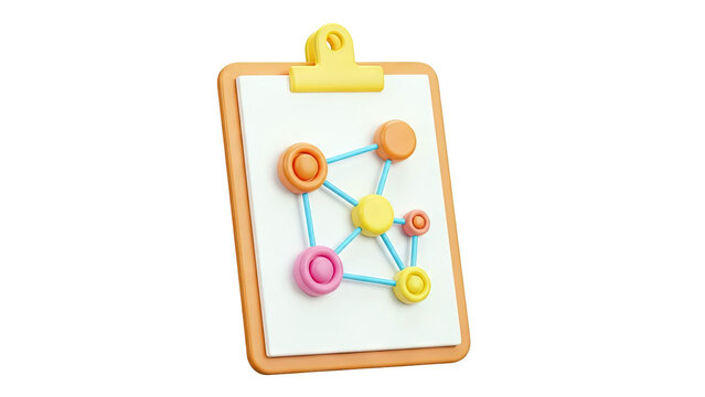 Clipboard with Colorful Network Diagram