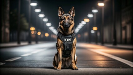 Intelligent German Shepherd Police Dog Standing Gigapixel Standard v2 4x
