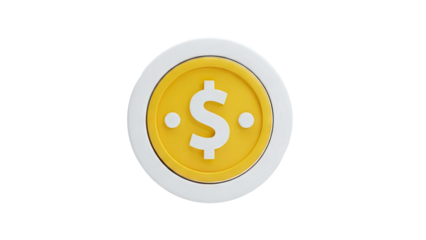 3D Rendered Dollar Coin Icon