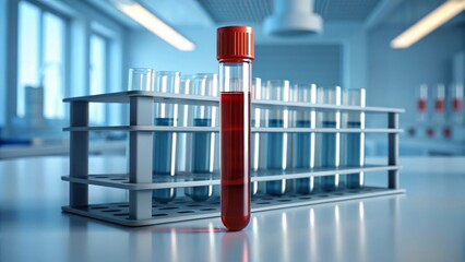 Realistic Blood Sample Test Tube in Holder, Medica Gigapixel Standard v2 4x