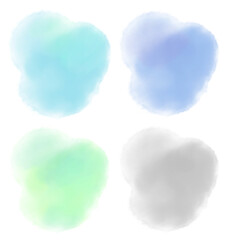 水彩風にじみイラストセット　クールトーン
