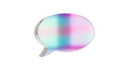 Holographic Speech Bubble Icon with Chrome Border
