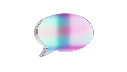 Holographic Speech Bubble Icon with Chrome Border