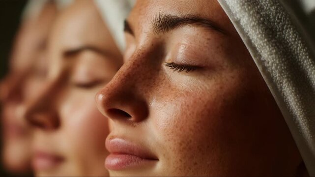 Close up natural beauty portrait towel wrap