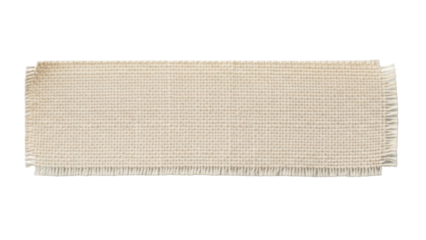 Blank cotton fabric tape strip mockup tight weave texture horizontal placement soft edges isolated on white background