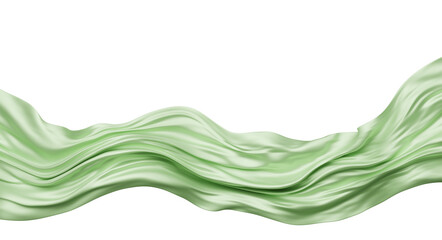 Luxury pastel green mint fabric isolated on transparent background with copy space 3D render