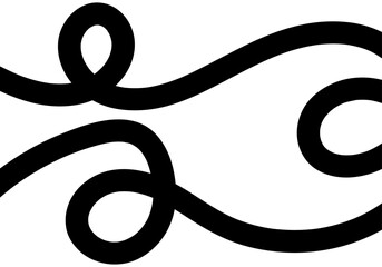 Elemento gr&aacute;fico decorativo de l&iacute;neas curvas negras con bucles y estilo minimalista