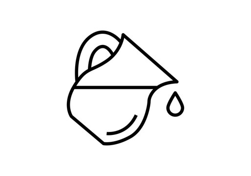 Icono de jarra vertiendo una gota de l&iacute;quido en estilo lineal negro