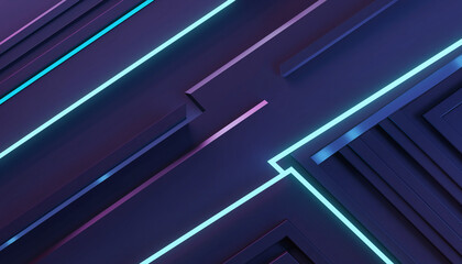 Vibrant abstract backgrounds with neon lights, geometry, and modern architecture viewed from a futuristic perspective.