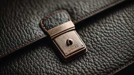 Briefcase clasp detail macro emphasizing professional security legal practice authority texture controlled lighting concept