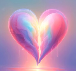 Two glowing hearts softly overlapping, pastel colors, dreamy romantic lighting, smooth gradient background