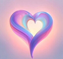 Two glowing hearts softly overlapping, pastel colors, dreamy romantic lighting, smooth gradient background