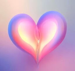Two glowing hearts softly overlapping, pastel colors, dreamy romantic lighting, smooth gradient background