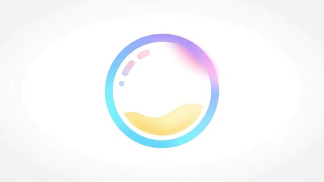 A serene beach scene captured within a circular gradient frame, viewed from directly above on a calm day