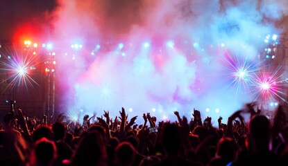 Blurred Background of Rock Concert with a Symphony Orchestra Performance