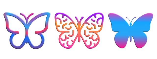 Colorful Butterfly Silhouettes And Outline Patterns For Nature And Spring Design Projects