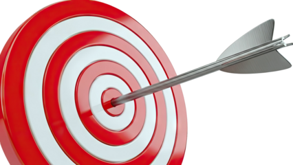 Arrow hitting bullseye on target