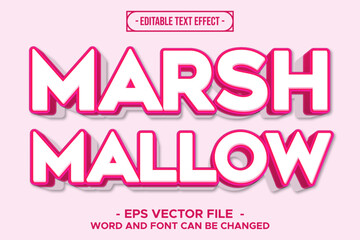 Fototapeta premium Marshmallow Editable Text Effect with Pink 3D Typography Vector