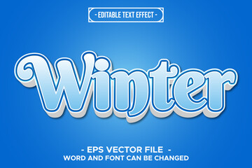 Winter Editable Text Effect with Icy Blue 3D Typography Vector