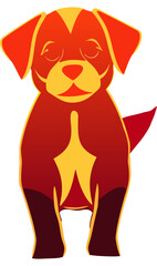 Cute Sitting Dog Cartoon Vector Illustration in Flat Minimal Style