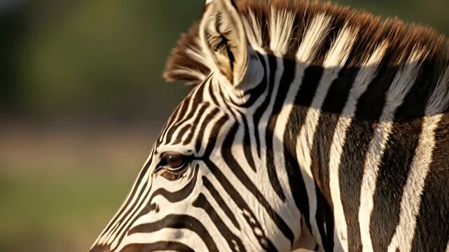 A close-up portrait of a zebra, showcasing its iconic striped pattern.