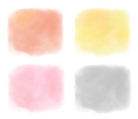 水彩風の四角いイラストセット　ウォームトーン
