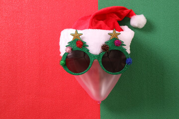 Christmas Balloon with Santa Hat and Festive Sunglasses
