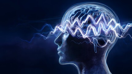 Futuristic portrait explores mind waves neural networks a glowing digital art concept