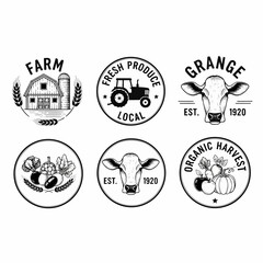 Obraz premium Fresh and Natural Food Labels with Vegetable Basket Graphics