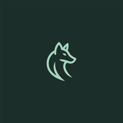 Obraz premium Wolf logo in strong and minimalist simple line illustration.