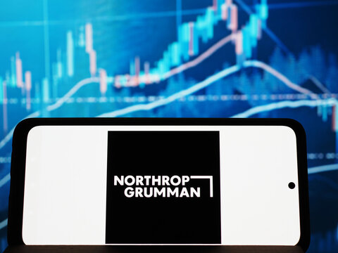 In this photo illustration, Northrop Grumman Corporation logo seen displayed on a smartphone.
