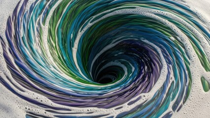 Abstract swirl of colorful waves with circular pattern and dark center